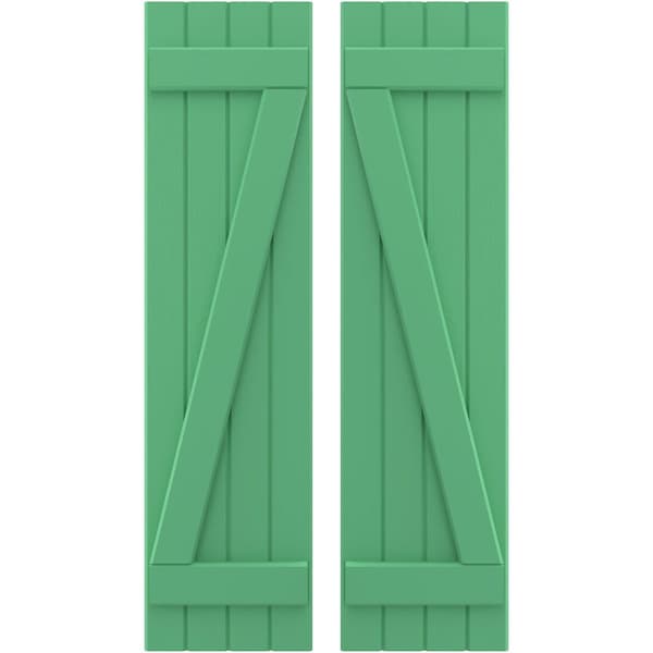 Ekena Millwork Americraft 4-Board (2 Batten) Wood Joined Board-n-Batten Shutters w/ Z-Bar, ARW102BB414X77LPH, PR ARW102BB414X77LPH - main